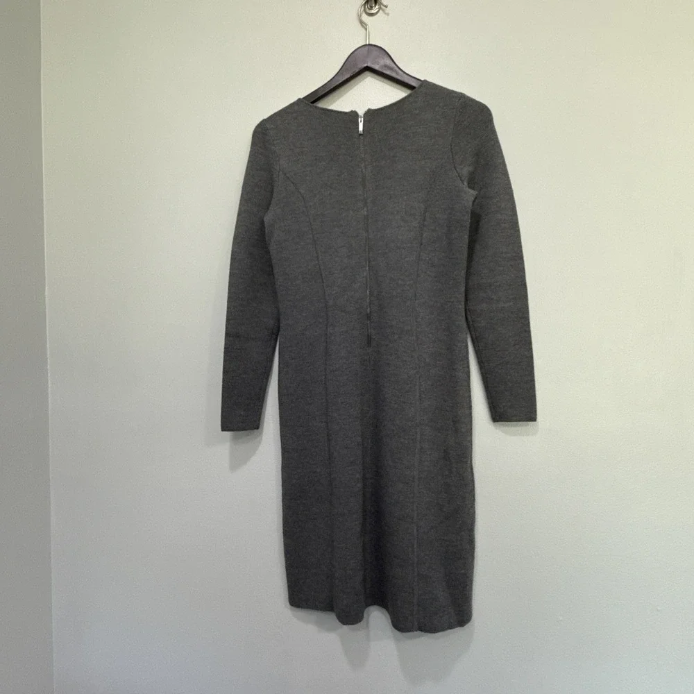 Talbots Petites Sweater Dress Womens Size P GRAY ‎ Merino Wool Minimalist Work